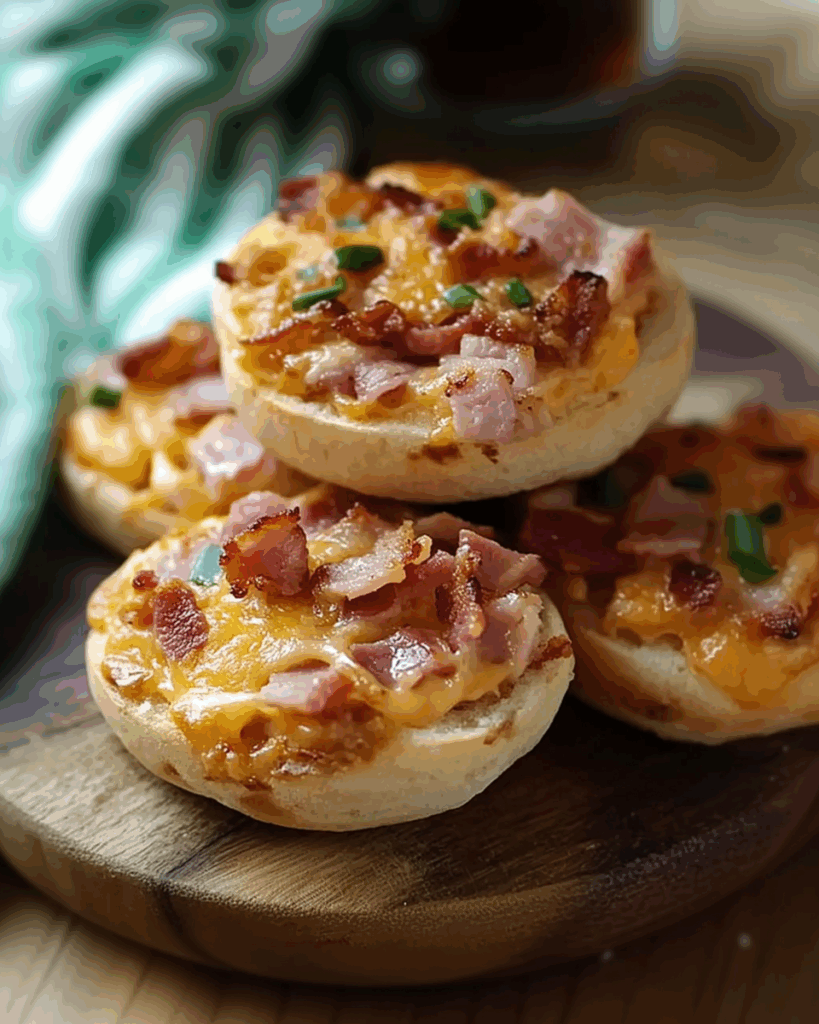 Cheesy Ham & Bacon English Muffins