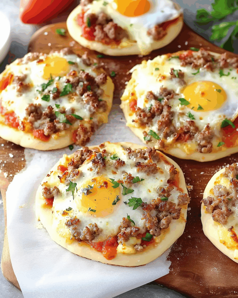 Sausage and Egg Breakfast Pizzas