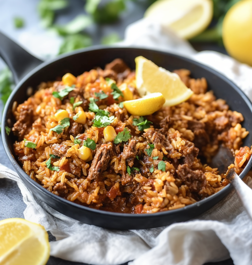 Mexican Beef and Rice Skillet