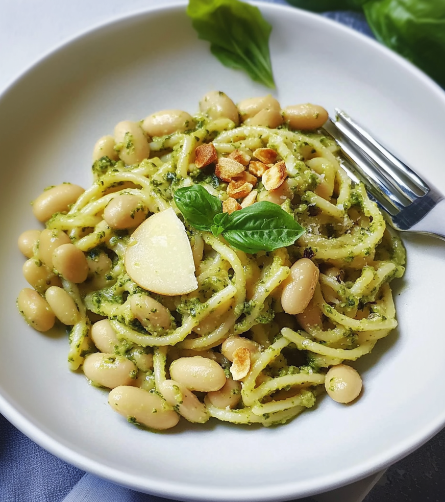 Pesto Pasta with White Beans