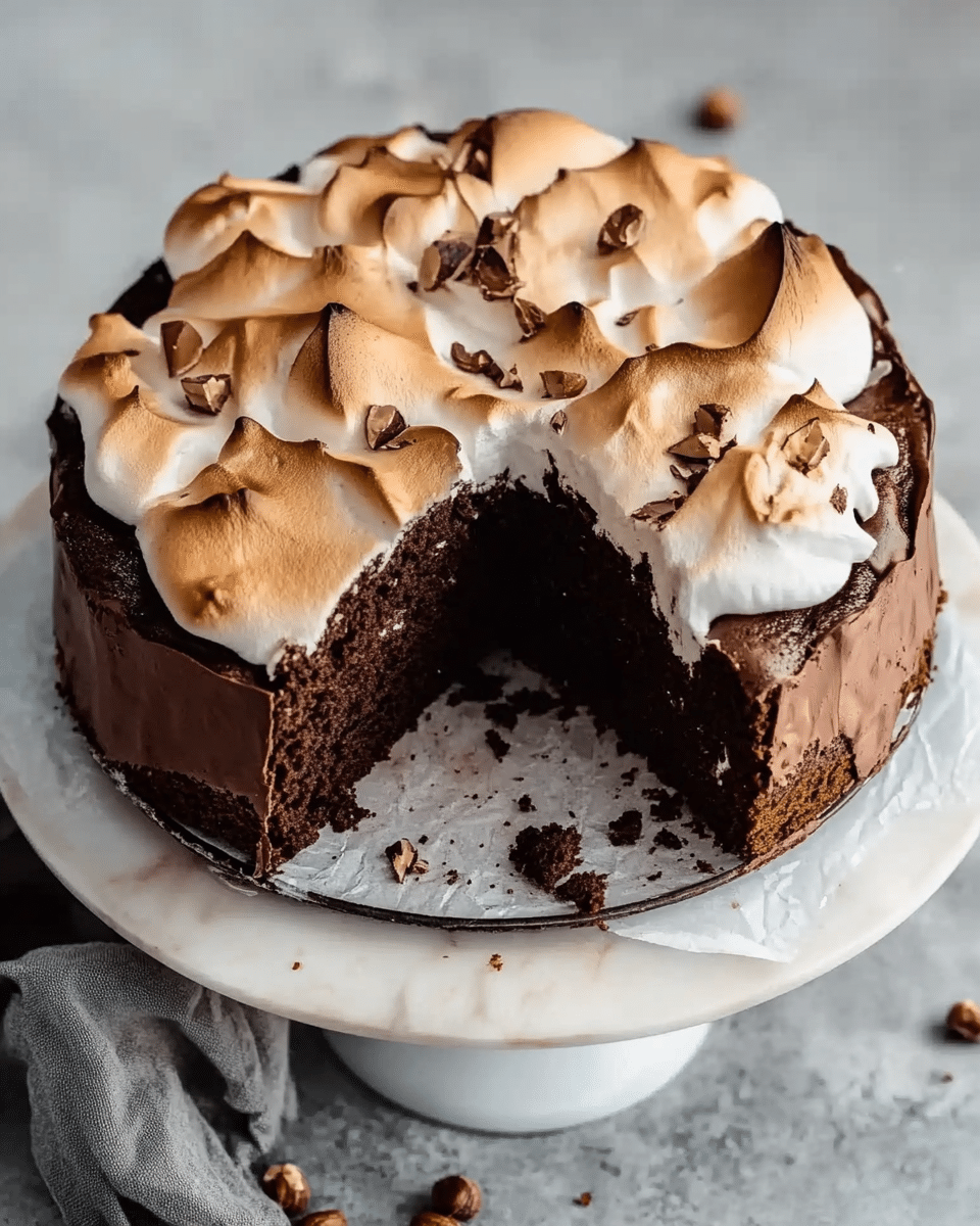 Chocolate Hazelnut Meringue Cake