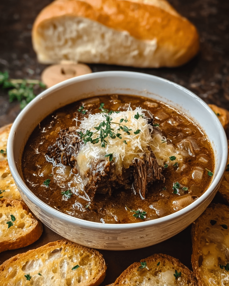 French Onion Beef Short Rib Soup