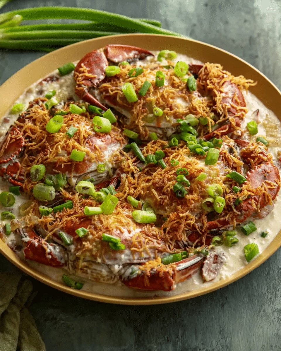 Garlic Crabs in Coconut Milk and Crispy Noodles