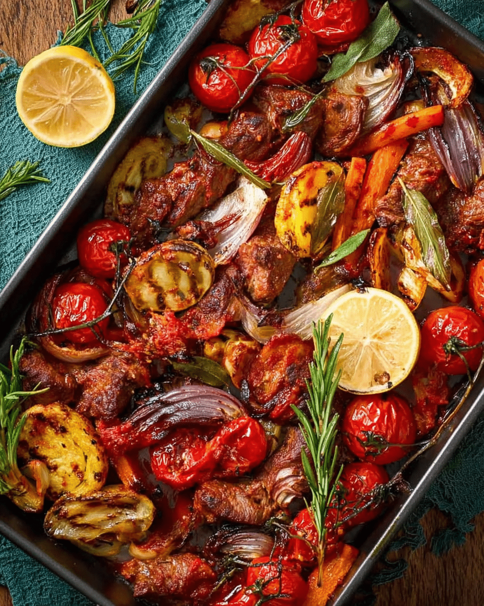 Red Lamb and Vegetable Tray Bake