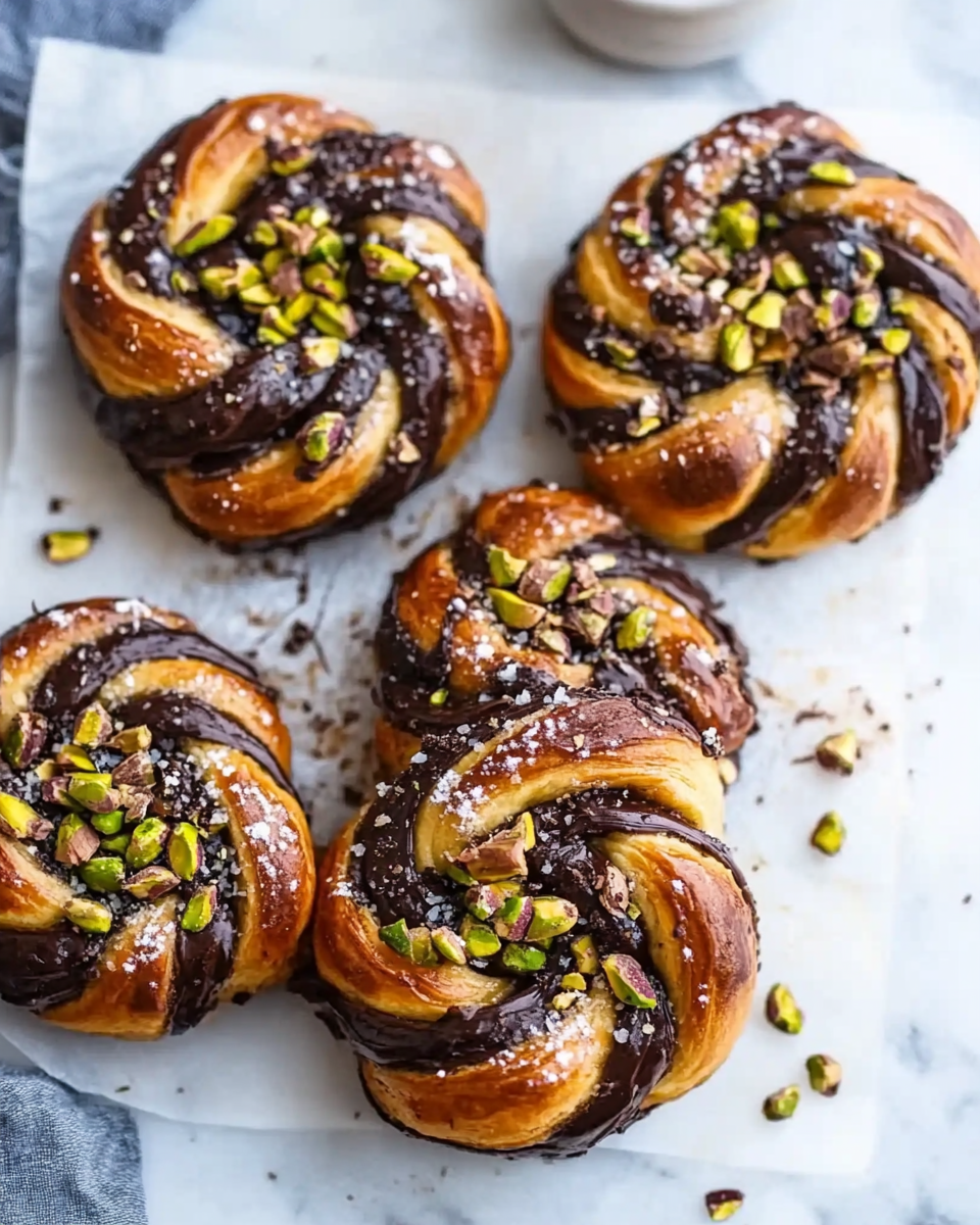 Chocolate and Salted Pistachio Babka Buns
