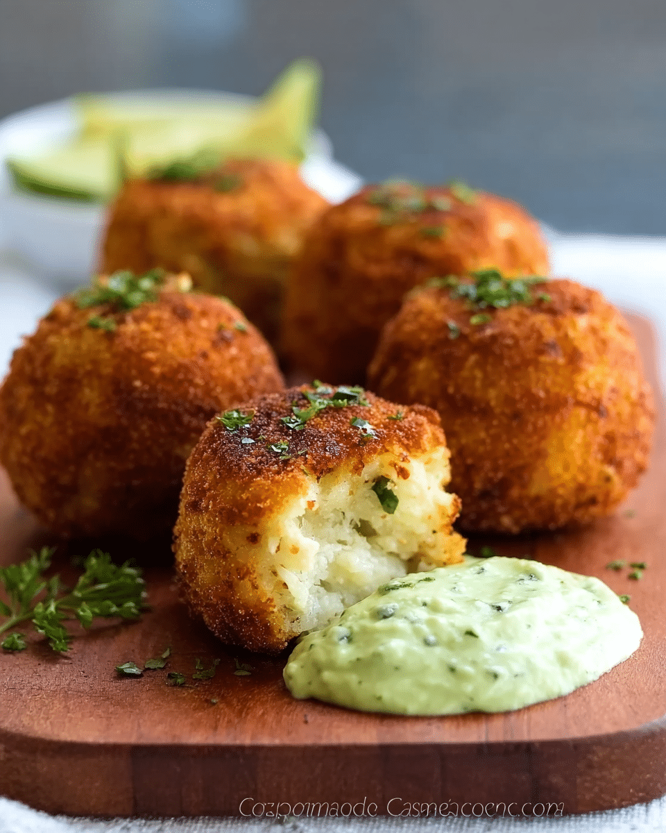 Chorizo, Cheese, and Potato Croquettes with Avocado Aioli