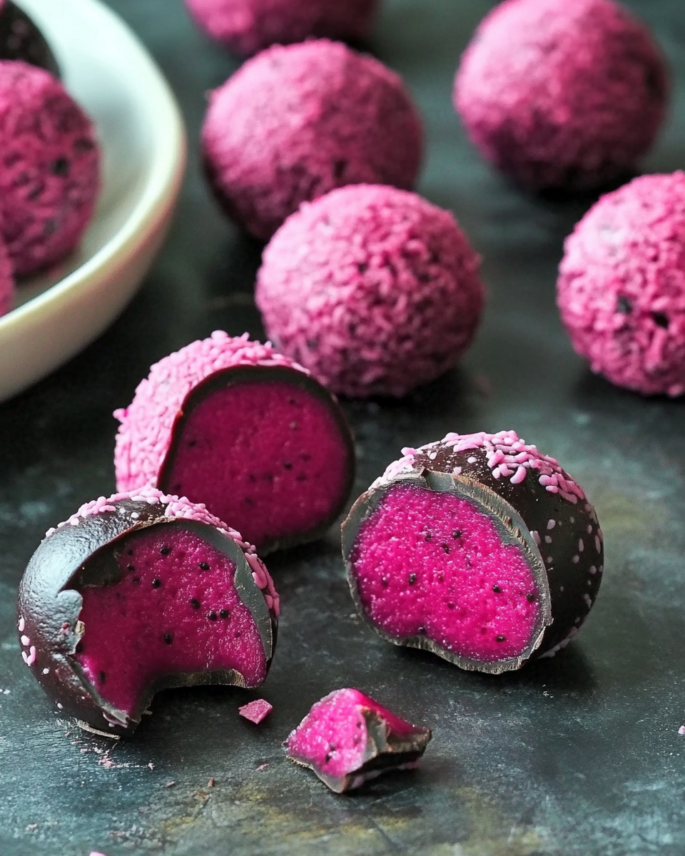 Dark Chocolate Dragon Fruit Coconut Treats