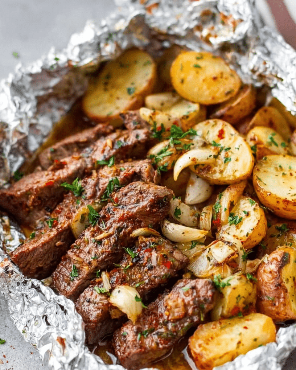 Garlic Butter Steak & Potato Foil Packs