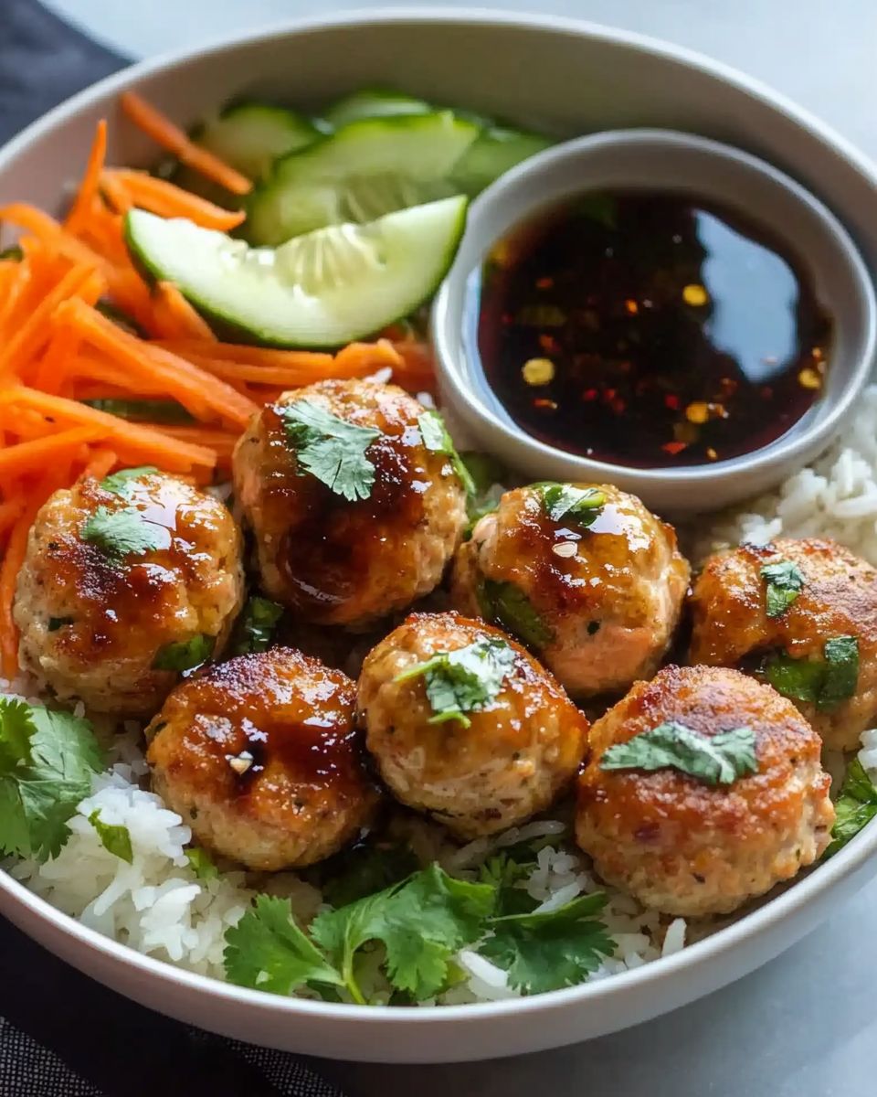 Gingery Salmon Meatballs with a Soy Glaze