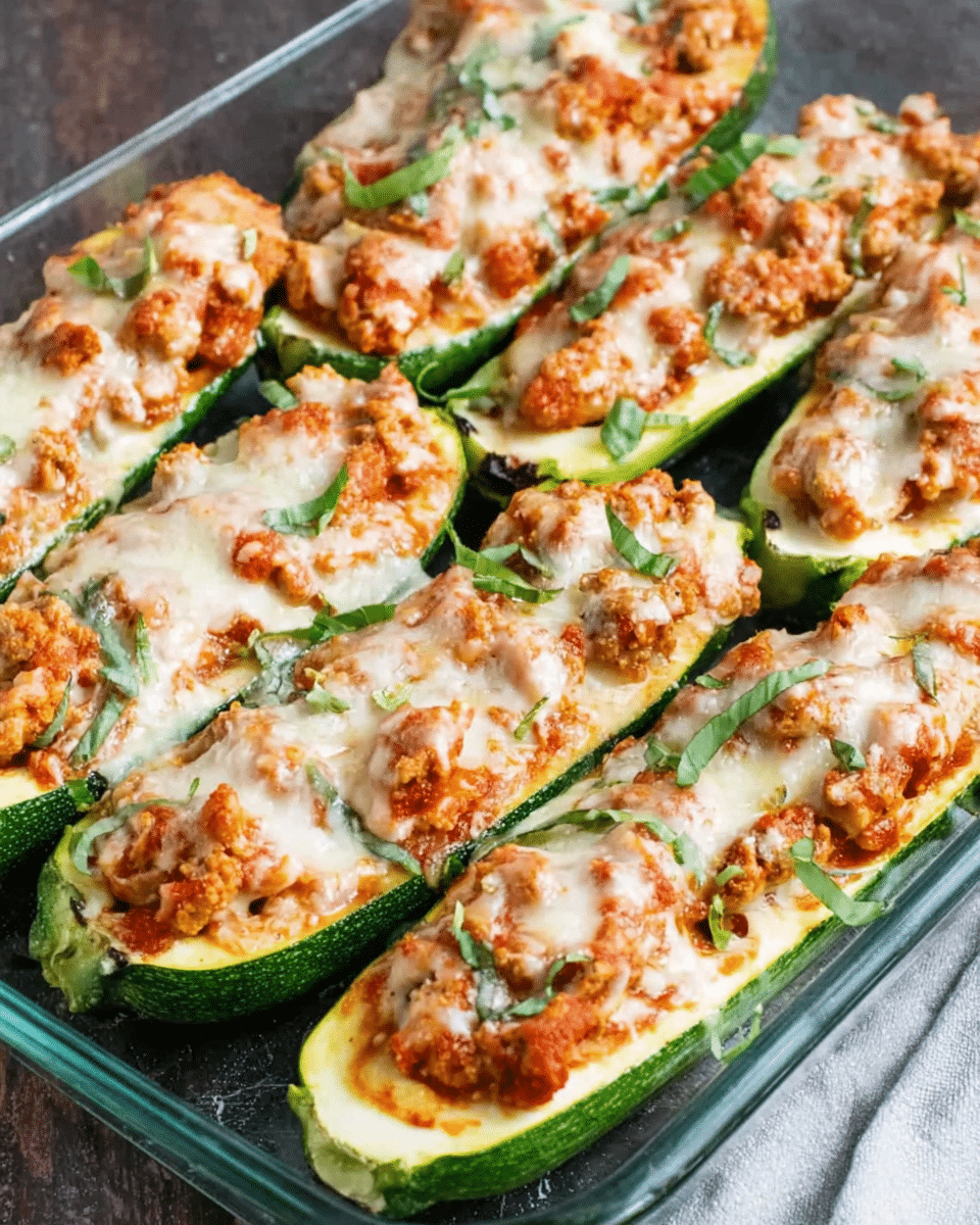 Keto Chicken Parmesan Zucchini Boats