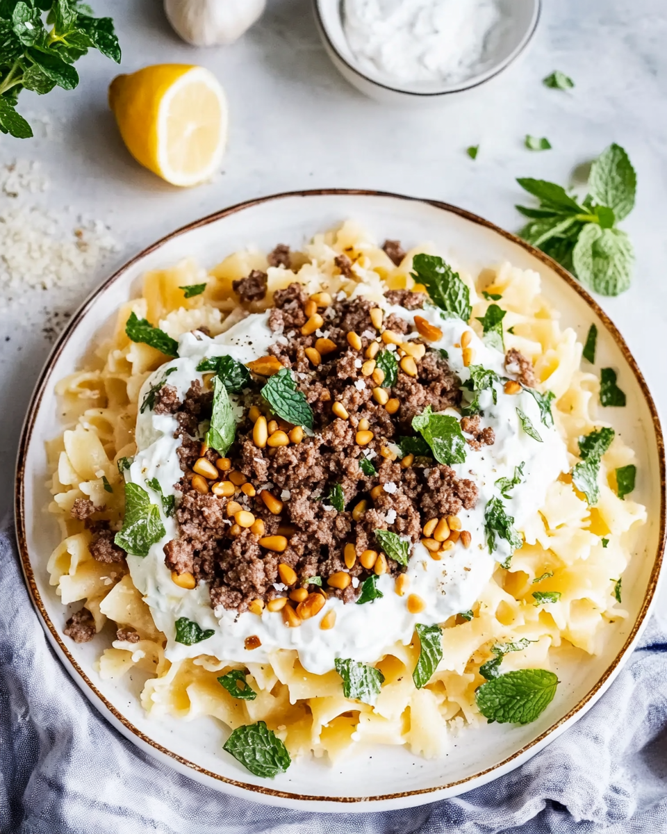 Arabic Pasta with Easy Yogurt Sauce