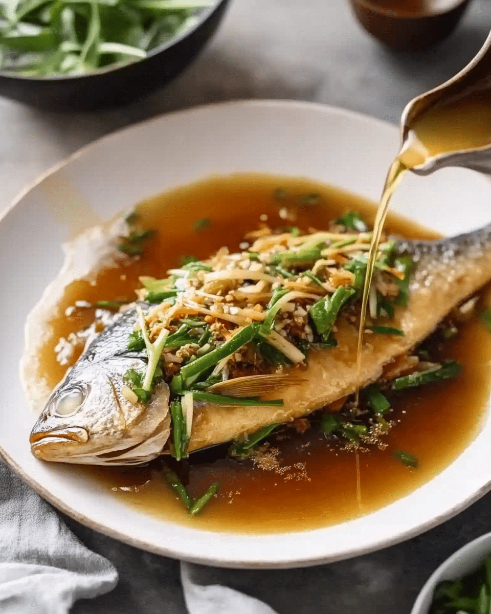 Chinese Steamed Fish with Ginger Shallot Sauce