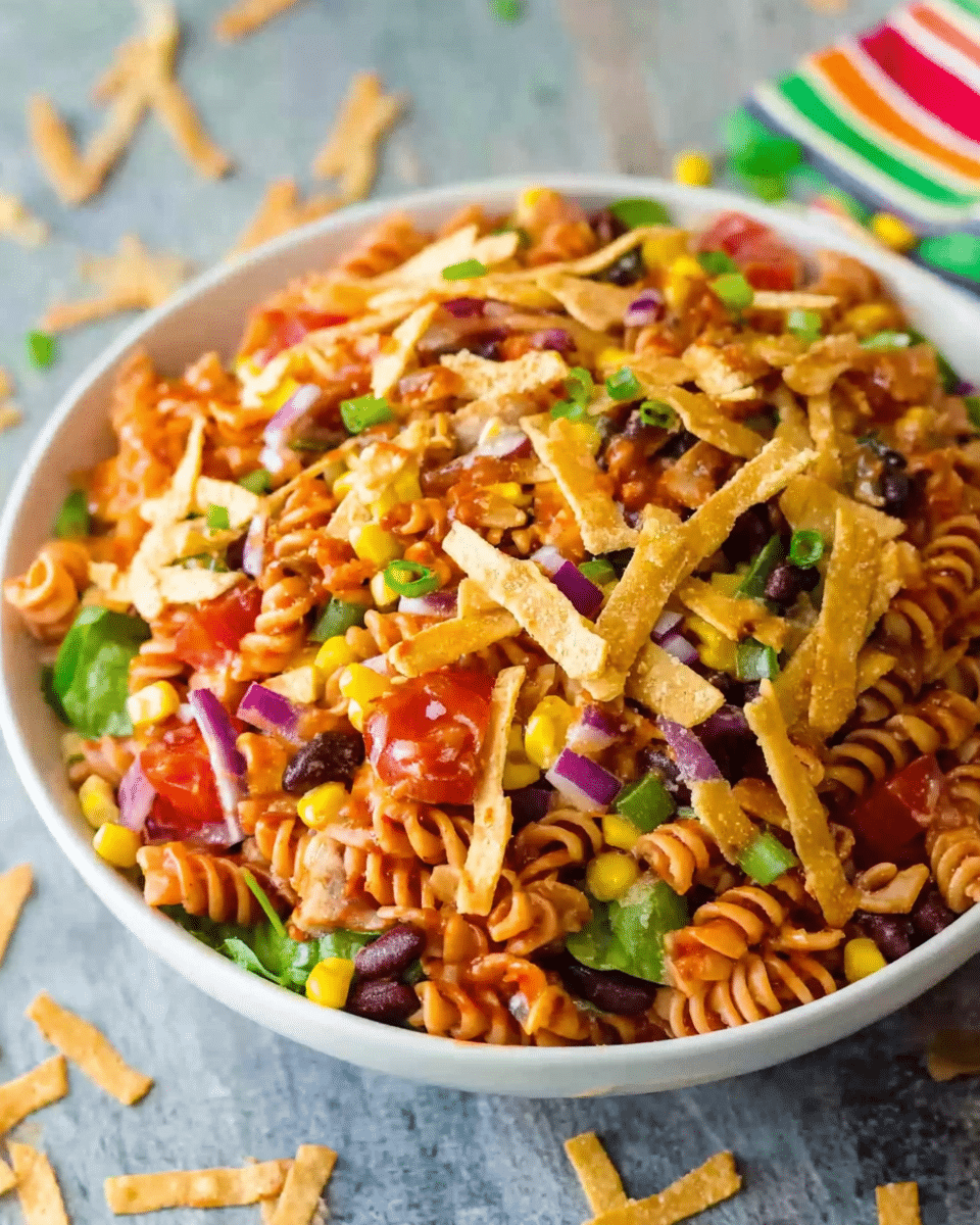 Cold Taco Pasta Salad with Catalina dressing