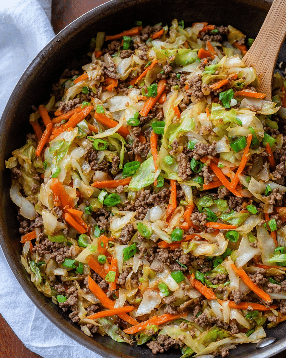Healthy Unstuffed Beef Egg Roll Stir Fry