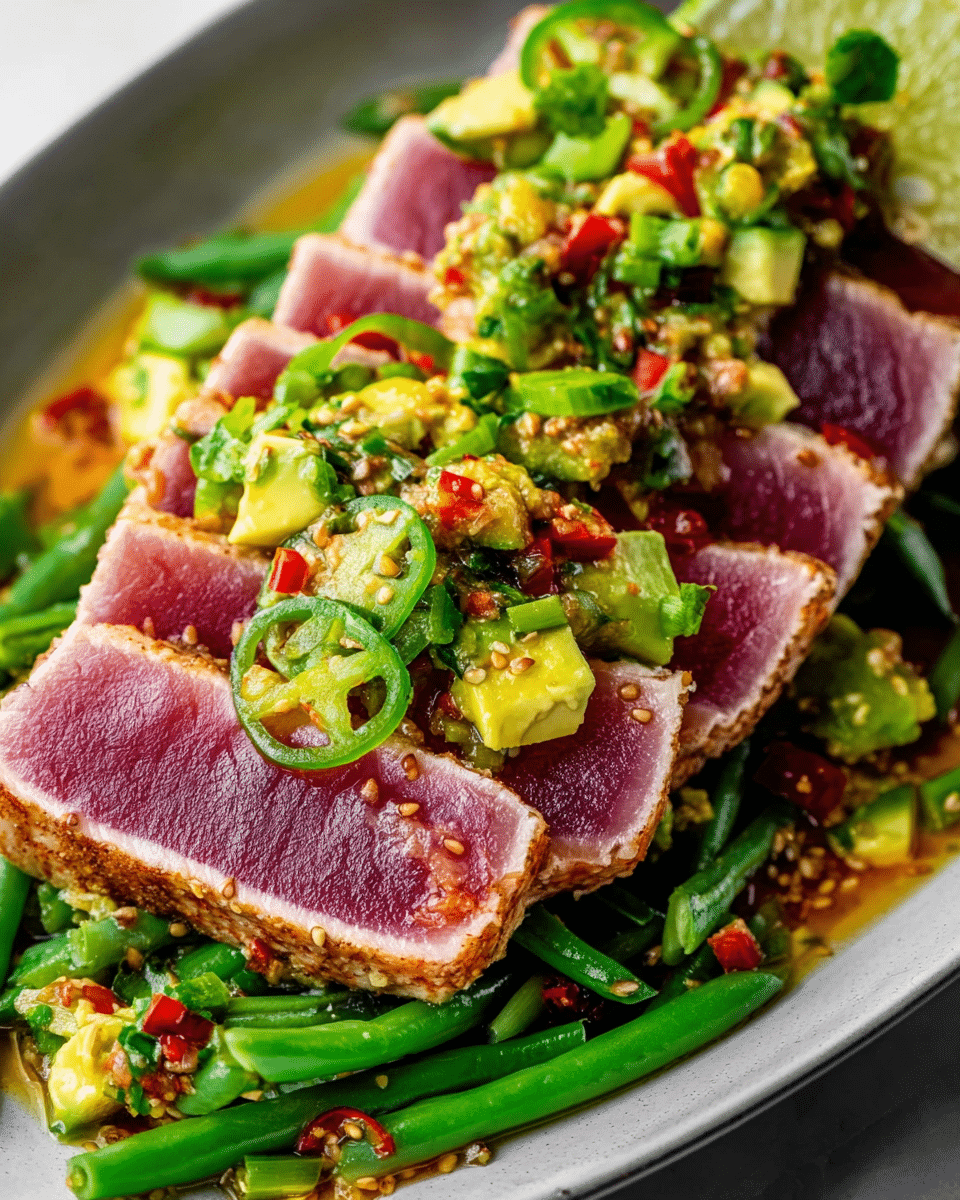 Seared Ahi Tuna with Asian Avocado Salsa