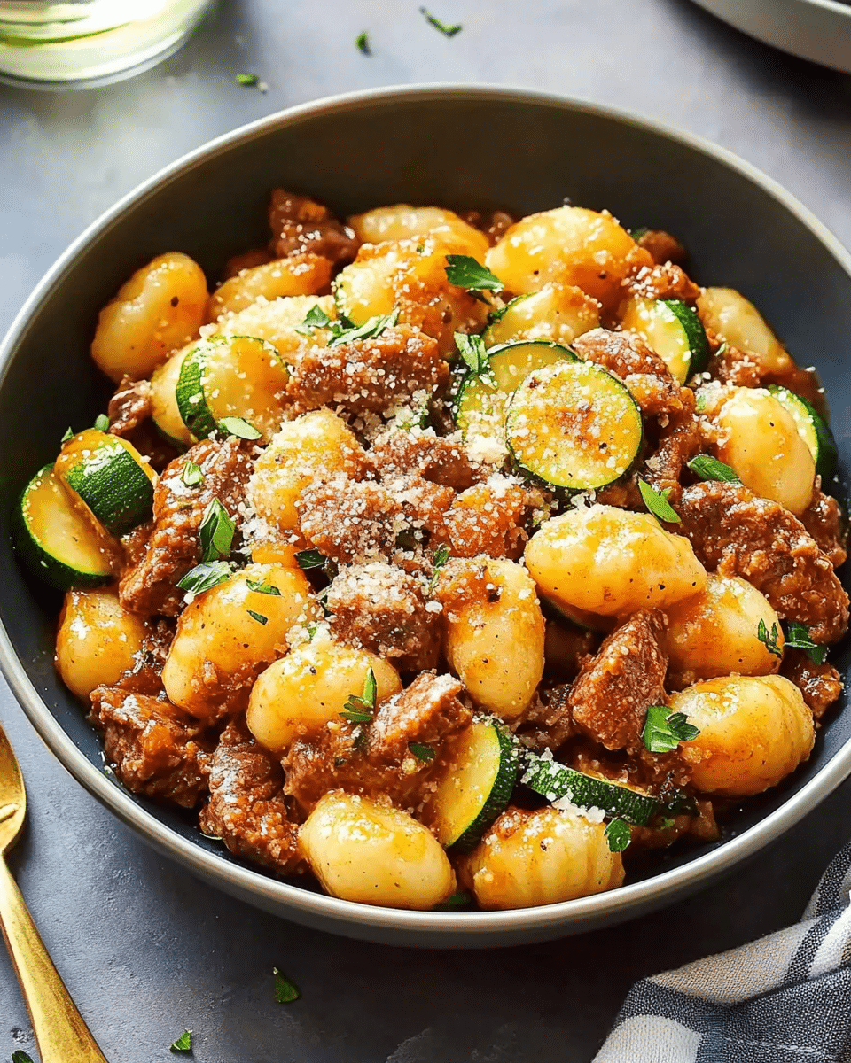 Zesty Beef Gnocchi with Zucchini & Pecorino Cheese