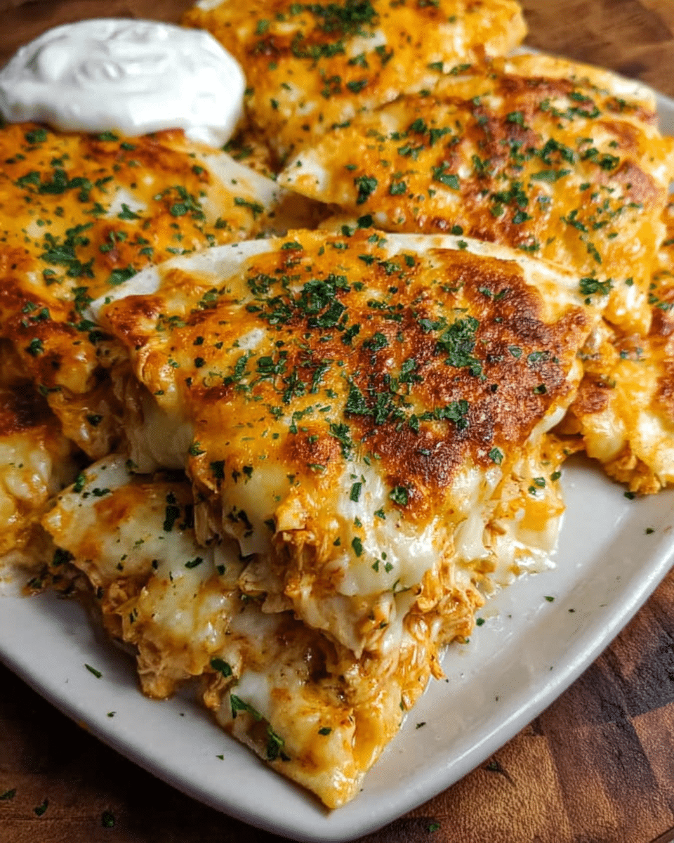 Baked Chicken Quesadillas with Chipotle Sour Cream