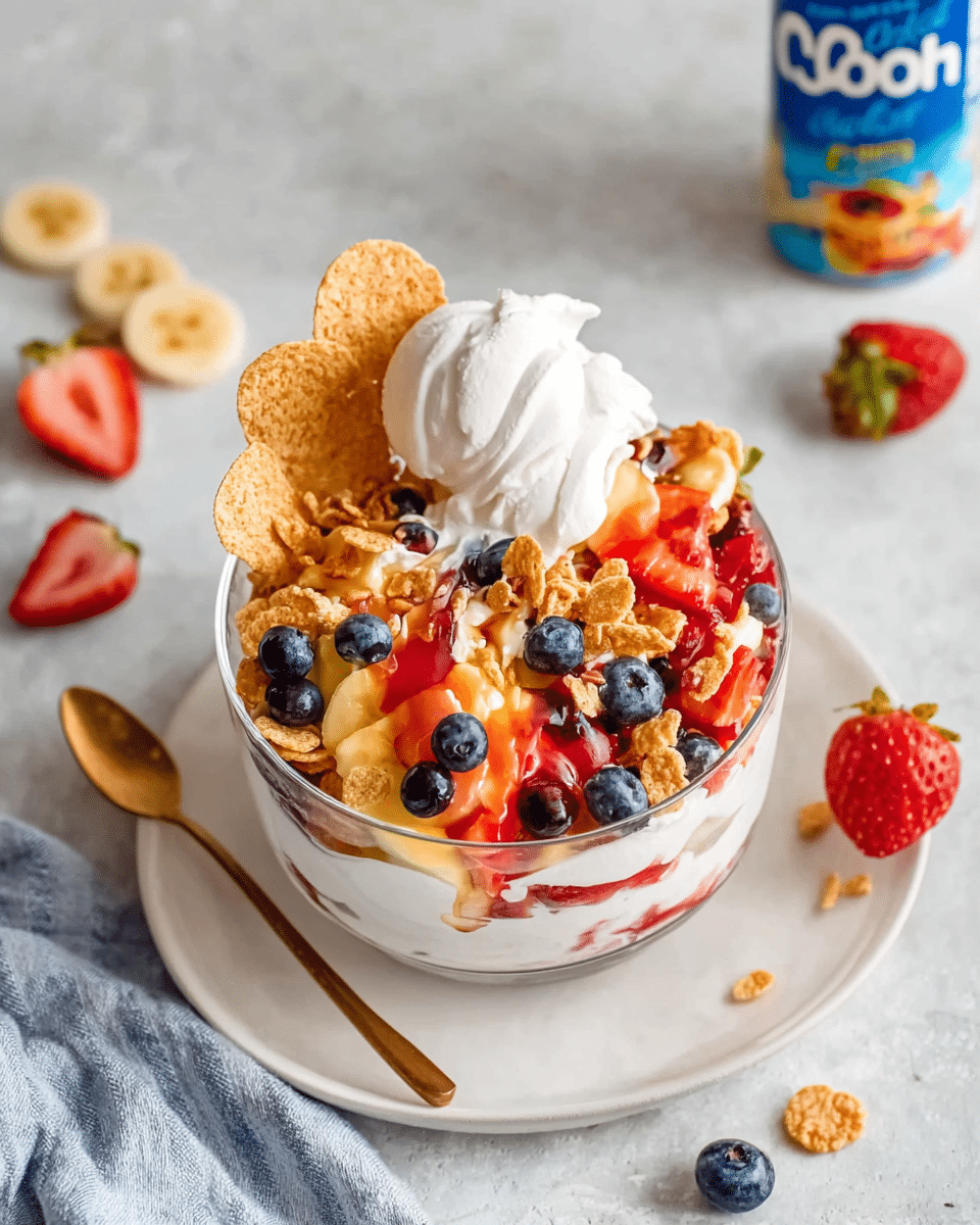 Breakfast Banana Split Parfaits with Cool Whip Ice Cream