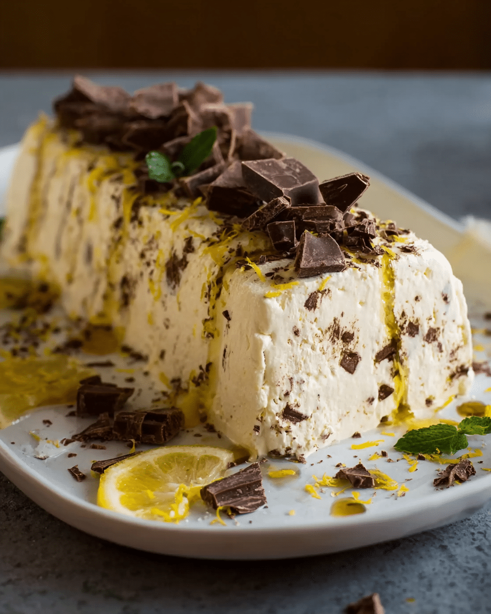 Extra Virgin Olive Oil, Lemon & Chocolate Flecked Semifreddo