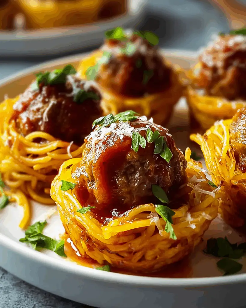 Meatballs in Spaghetti Nests