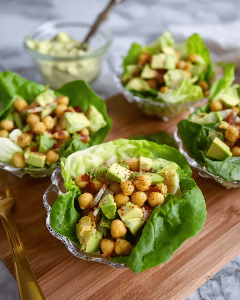 Avocado Chickpea Lettuce Cups