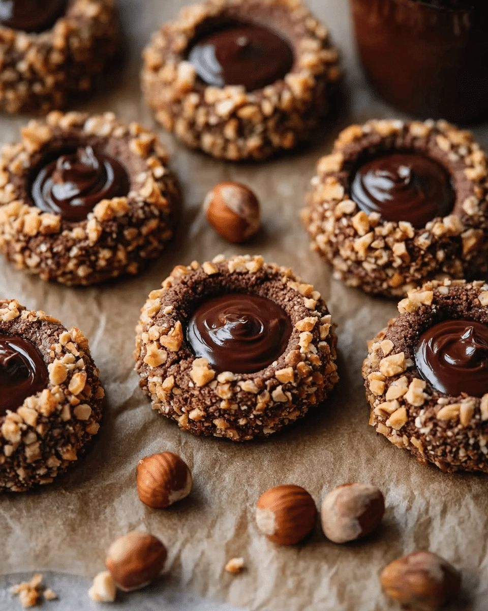 Chocolate Hazelnut Thumbprint Cookies