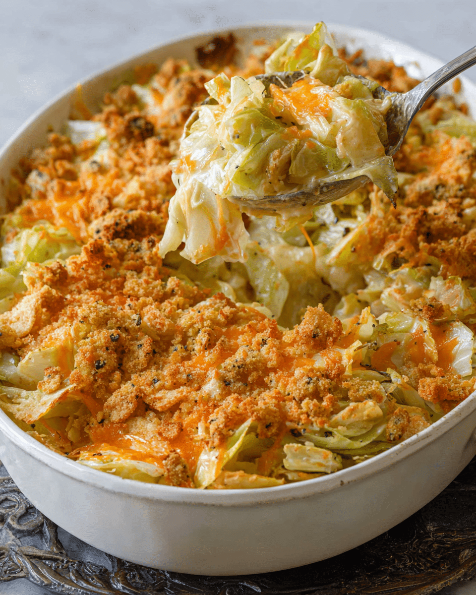 Cheesy Cabbage Casserole with Ritz Crackers