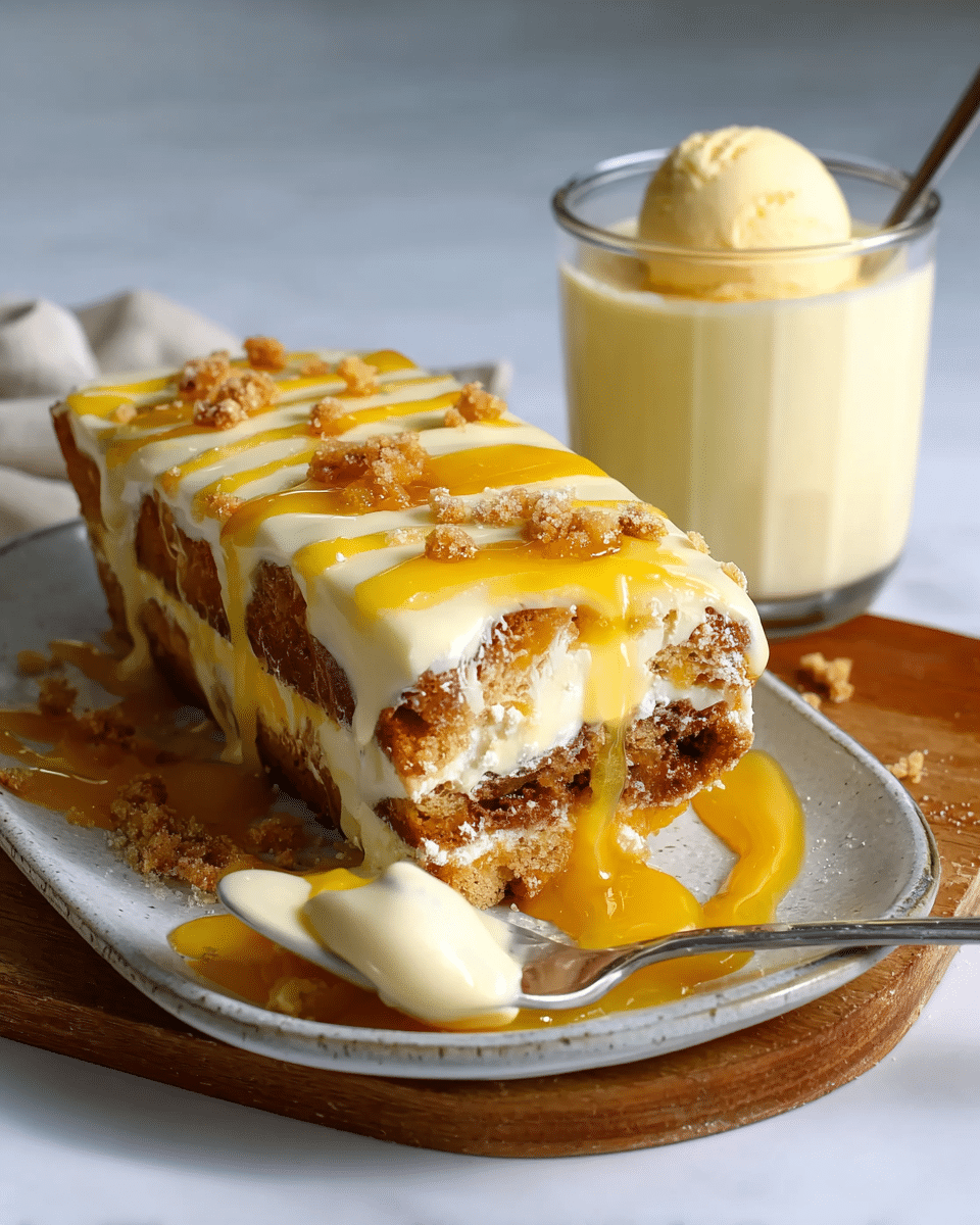 Lemon and White Chocolate Butternut Snap Pudding