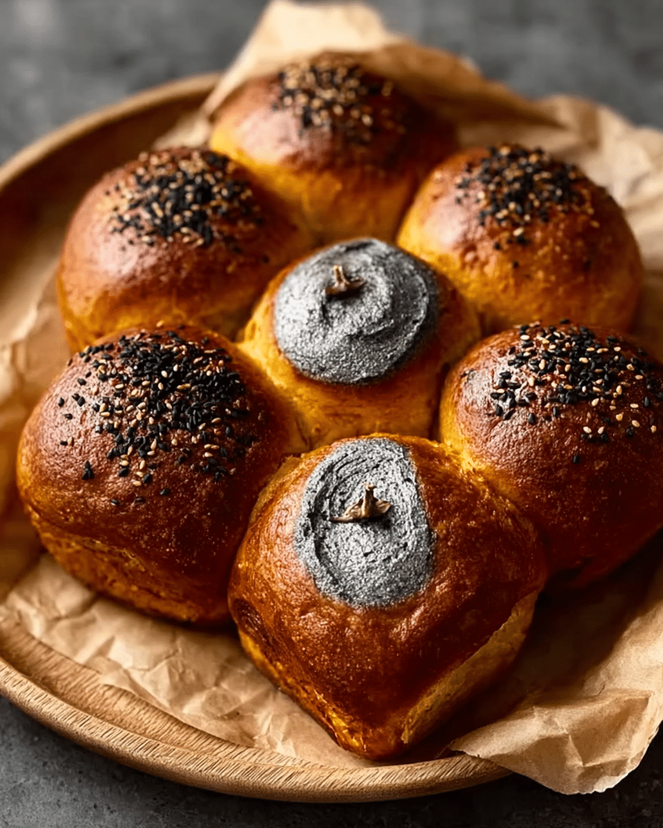 Black Sesame and Cardamom No-Knead Milk Bread Buns