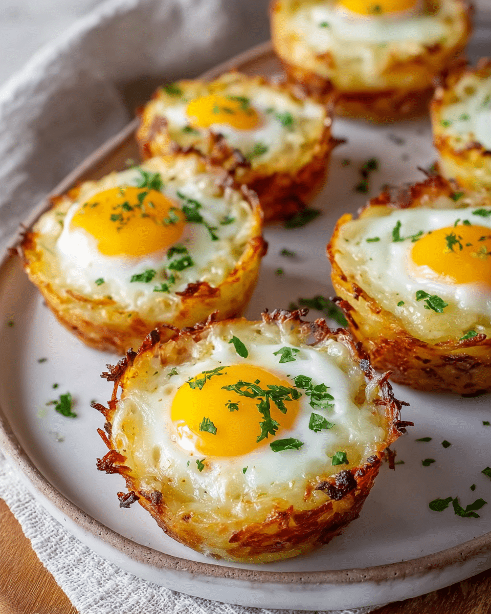 Crispy Hash Brown Egg Cups with Melted Cheese