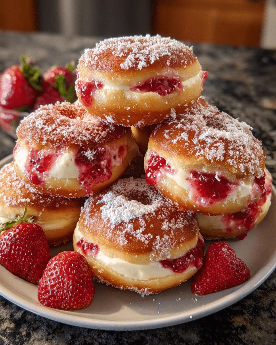 Strawberry Cheesecake Stuffed Donuts
