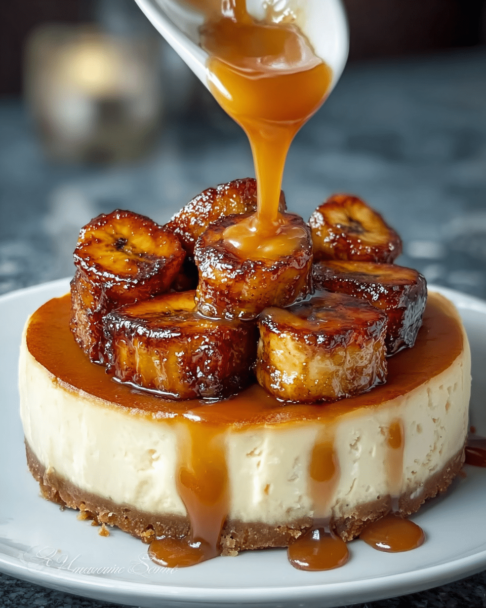 Caramelized Banana Cheesecake with Rum Glaze