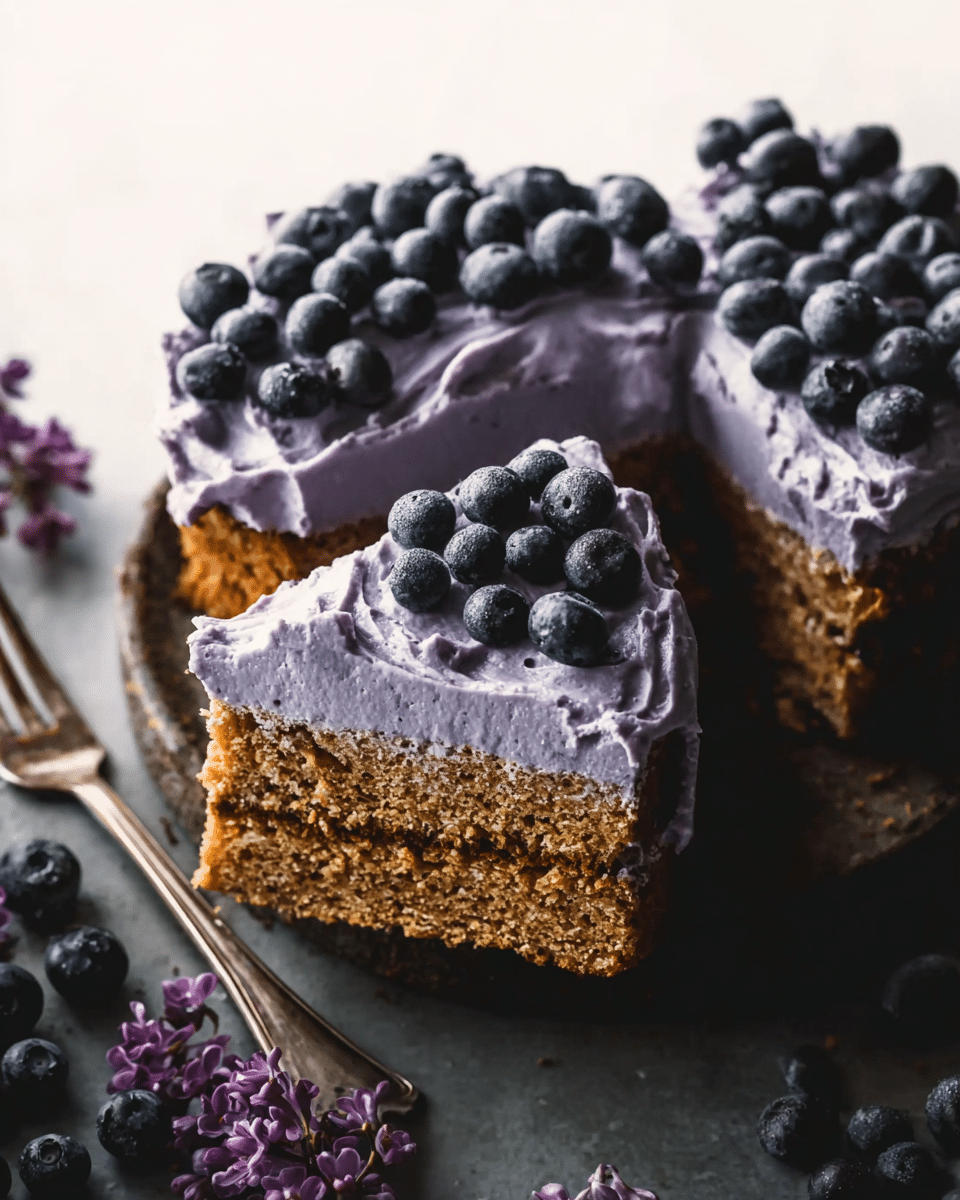 Tahini Cake with Purple Frosting