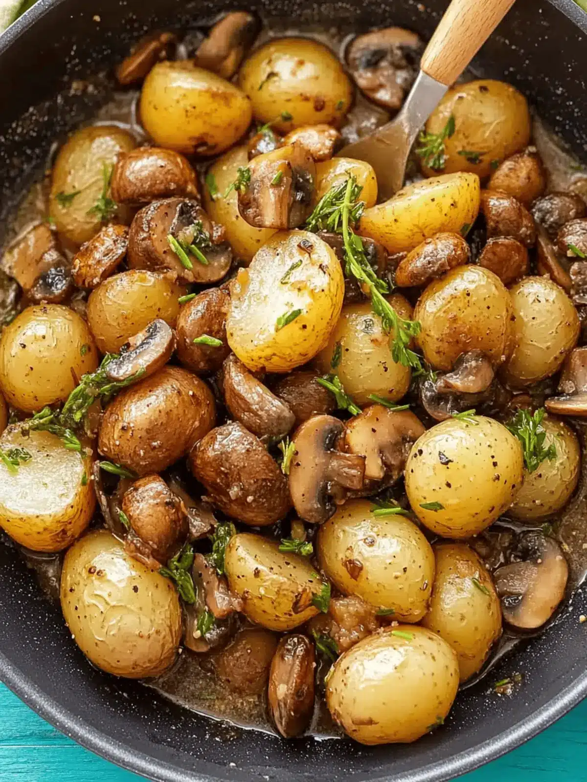 Roasted Baby Potatoes in a Homemade Mushroom Sauce