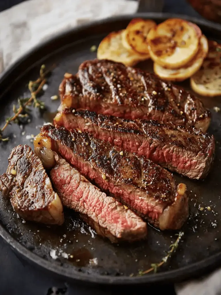 Pan Seared Buttery Garlic Ribeye Steak