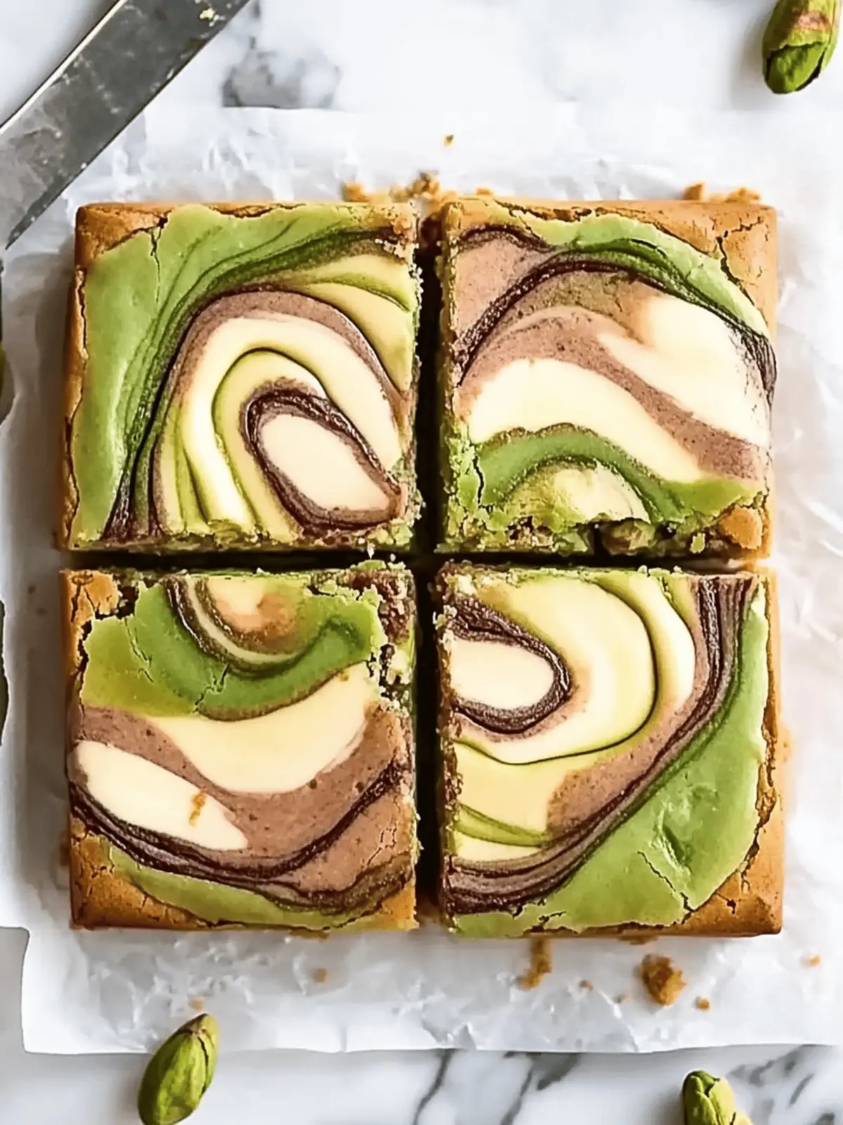 Pistachio Blondies Recipe Swirled with Cheesecake