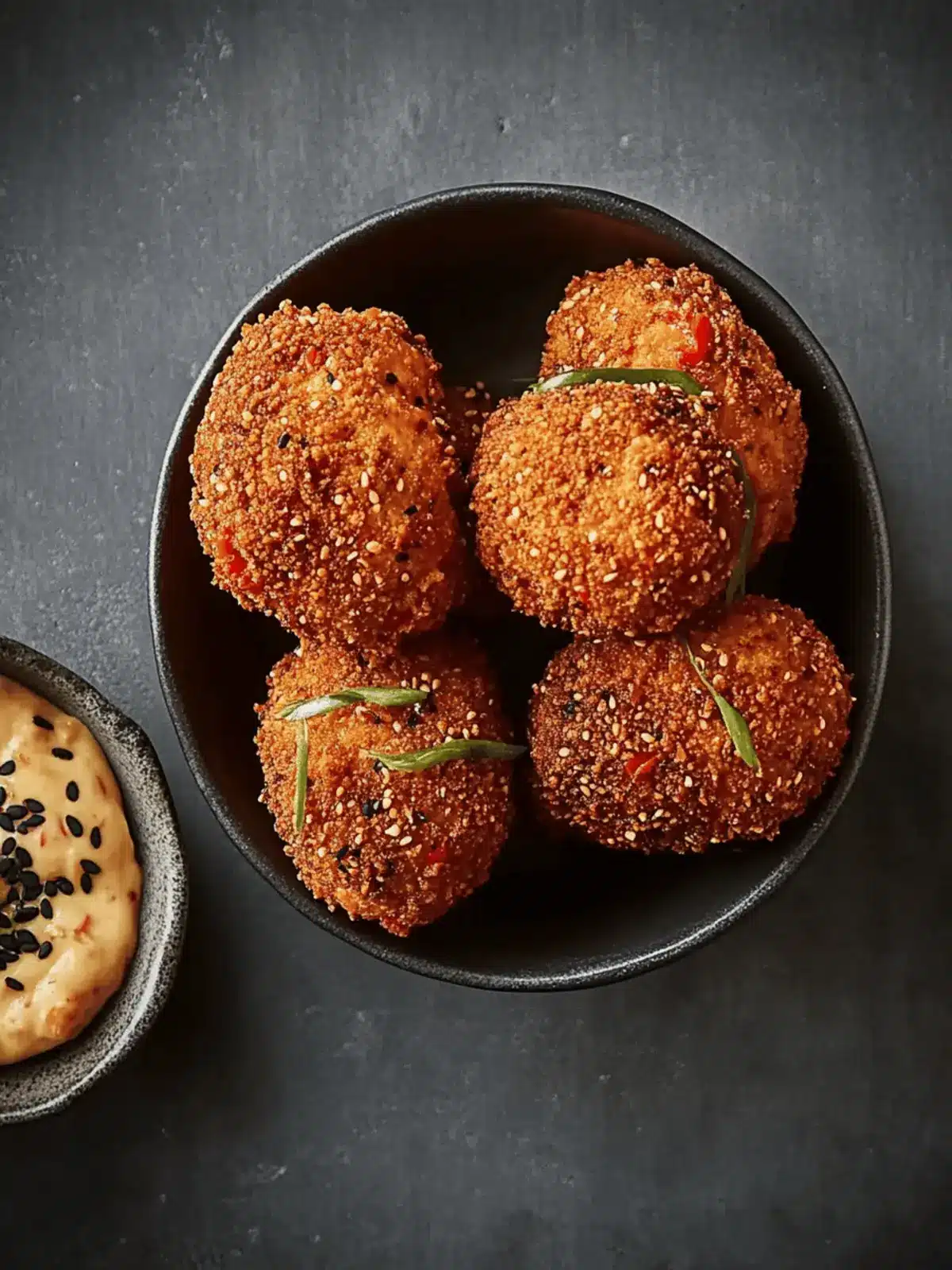 Cheese and kimchi croquettes with doenjang mayonnaise