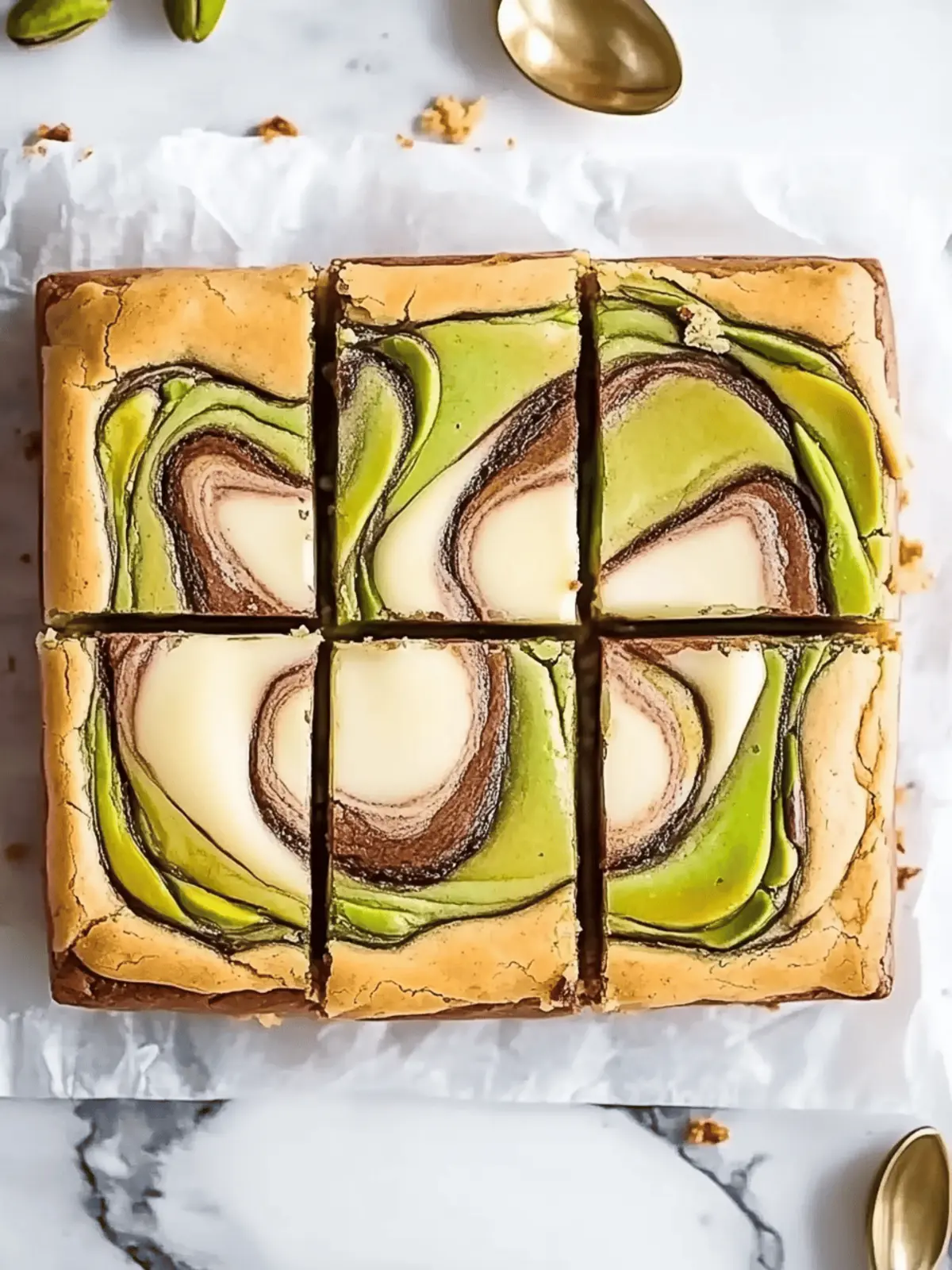 Pistachio Blondies Recipe Swirled with Cheesecake
