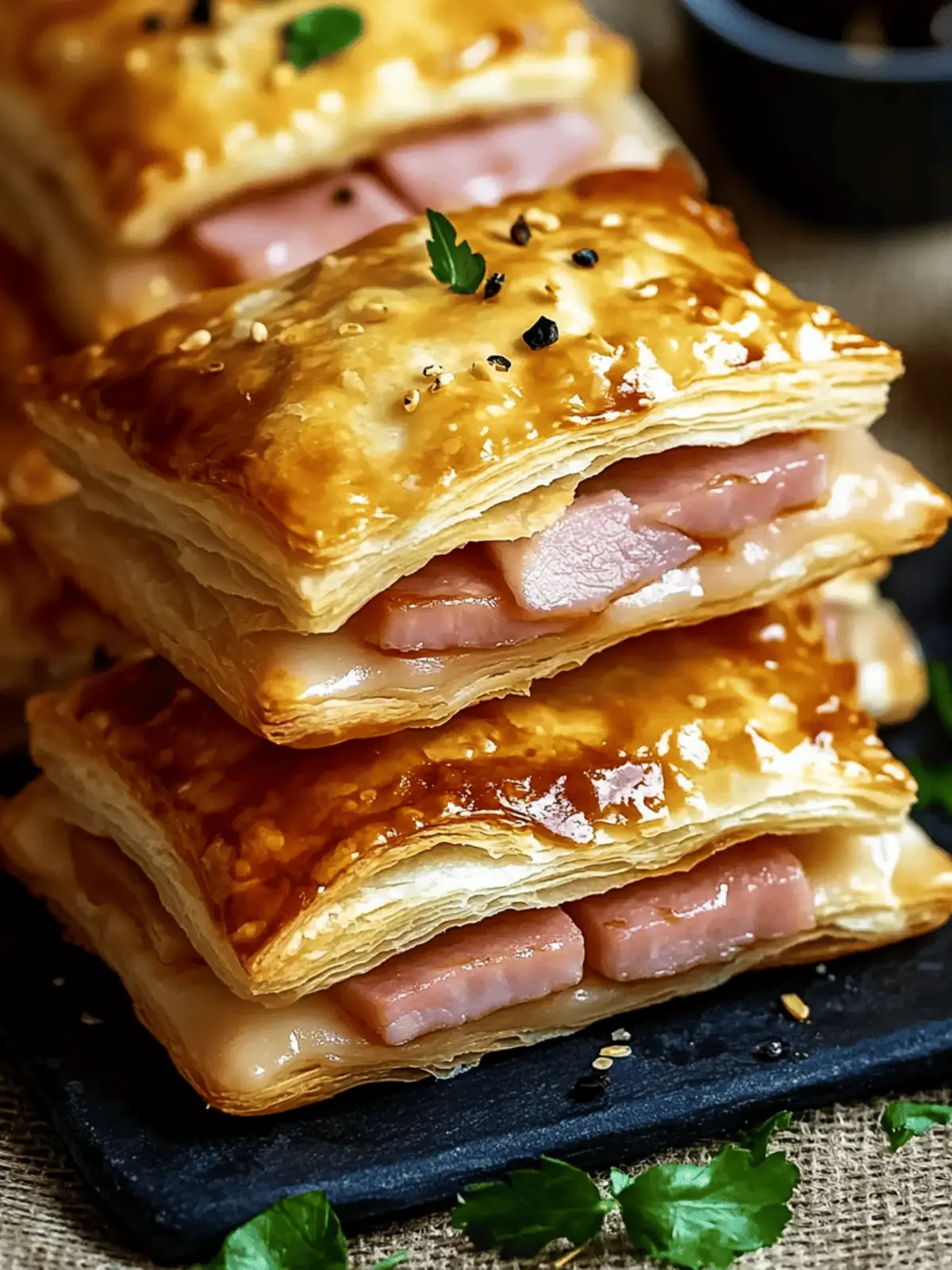 Ham and Cheese Puff Pastry Pockets
