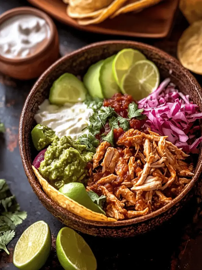 Crockpot Salsa Verde Chicken Tortilla Bowl