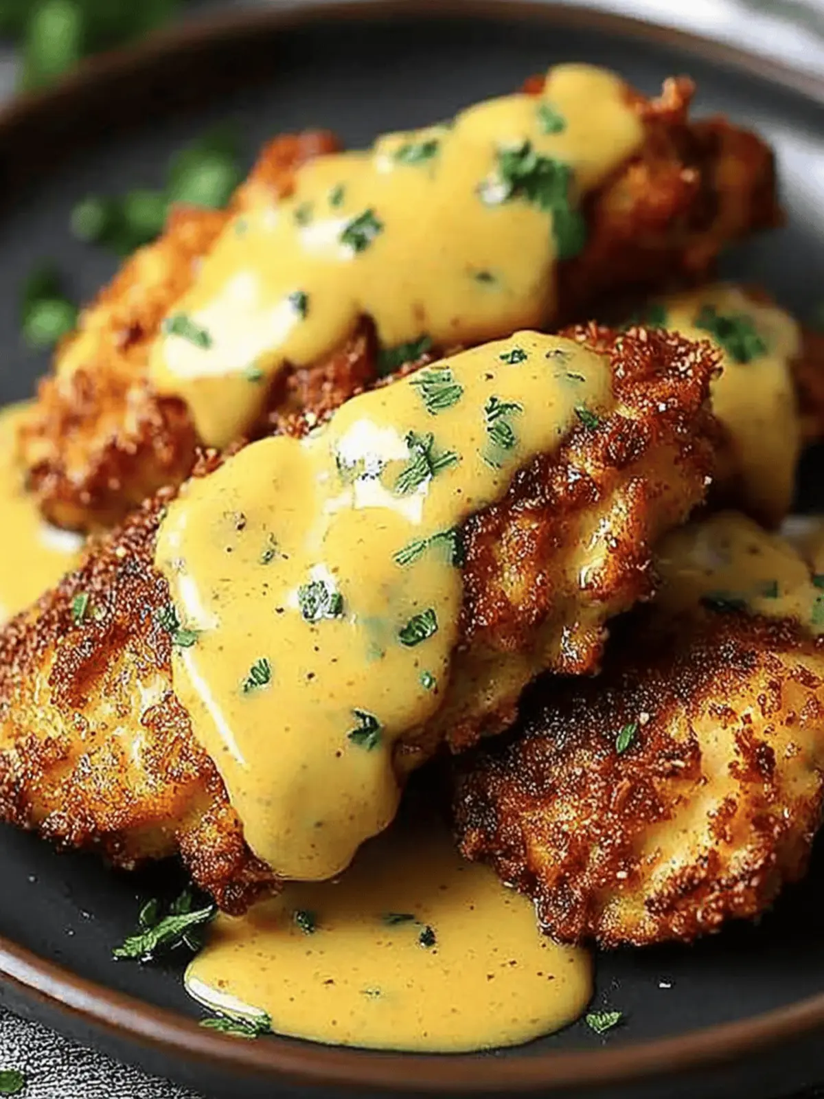 Pretzel Chicken with Mustard-Cheddar Sauce