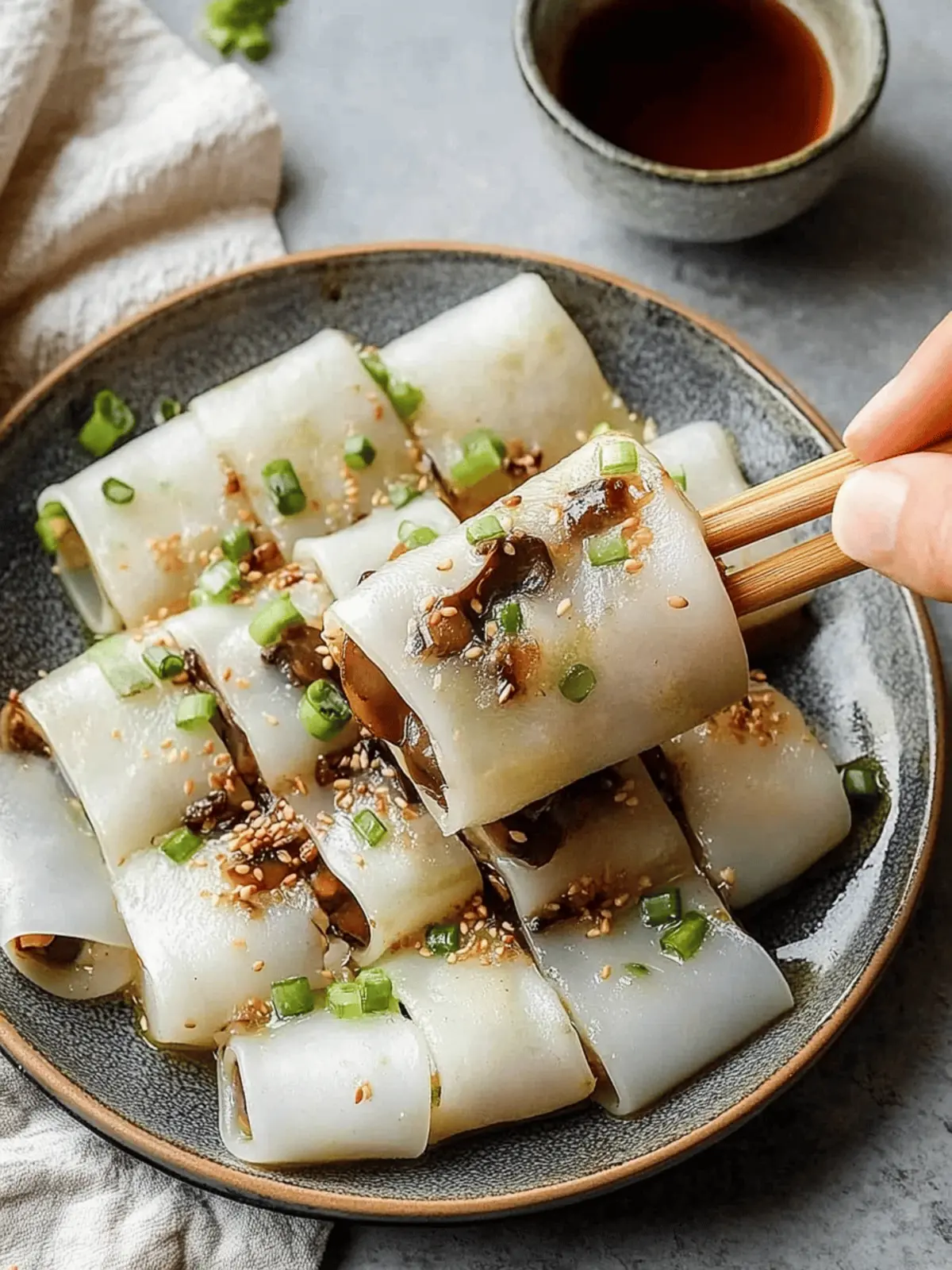 Microwave Mushroom Cheung Fun (Vegan Rice Noodle Rolls)