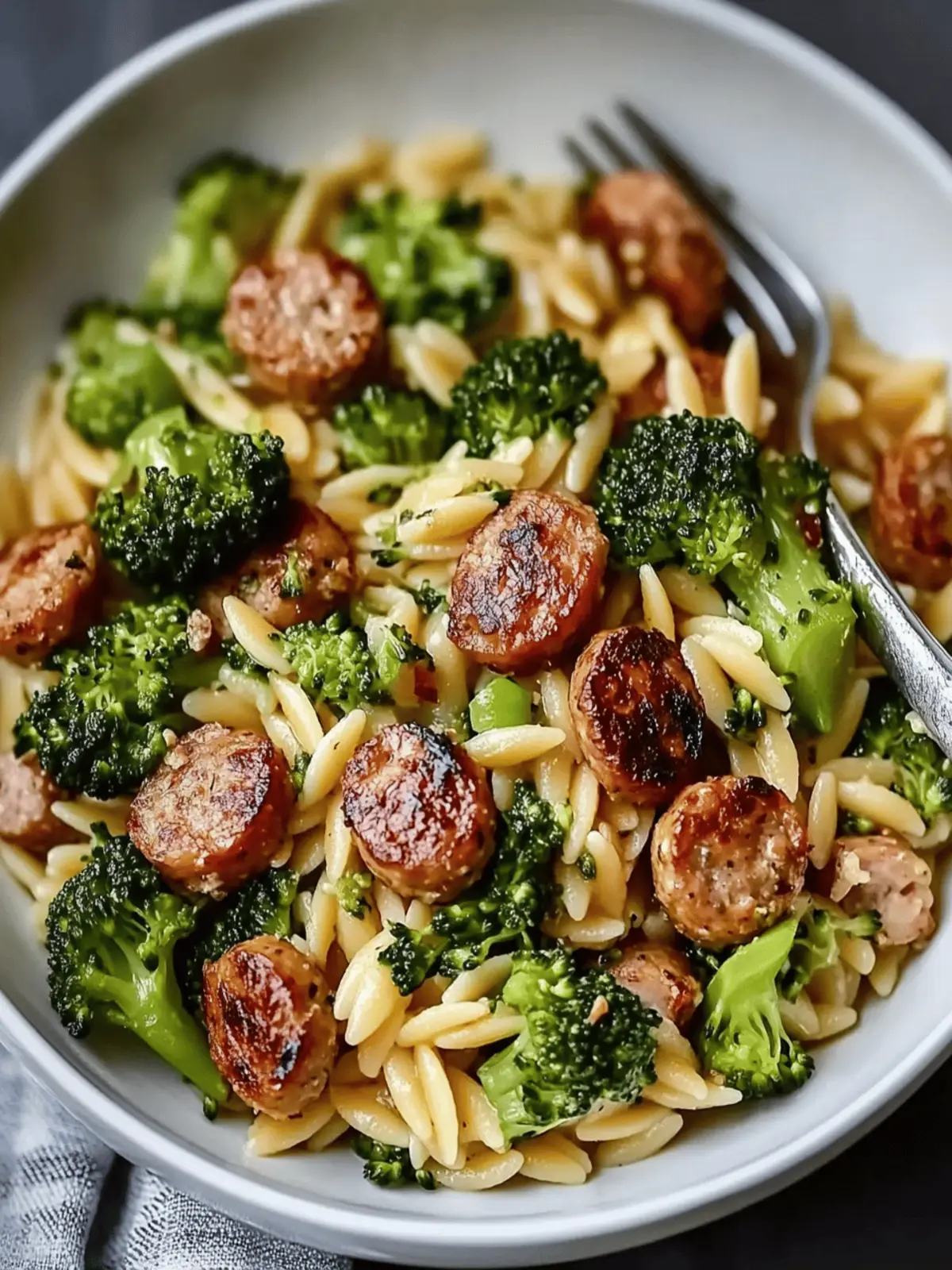 Savory Chicken Sausage and Broccoli Orzo in One Pot Joy