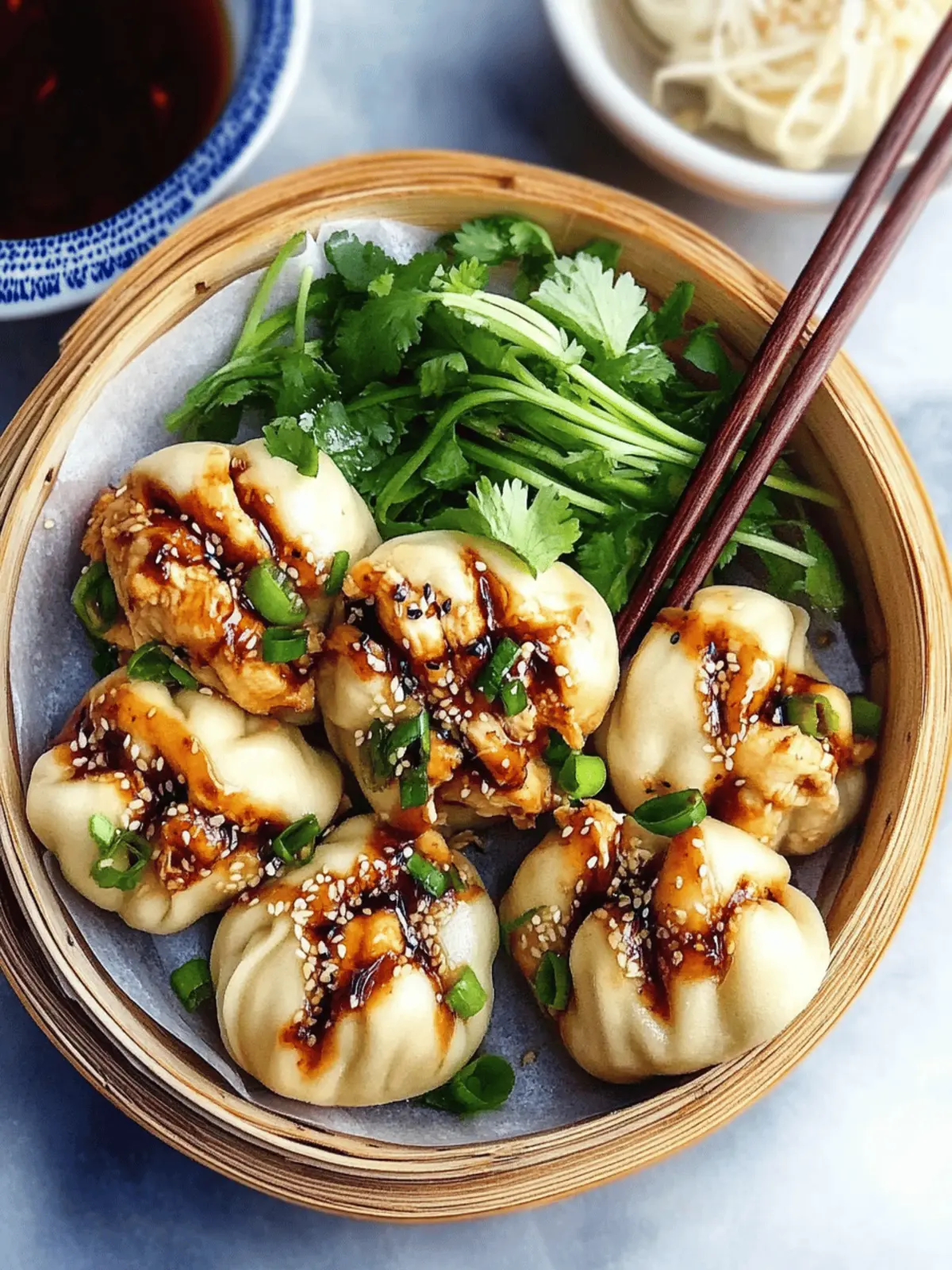 Sticky Korean Chicken Steamed Buns