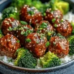 Sticky Mongolian Meatballs and Broccoli