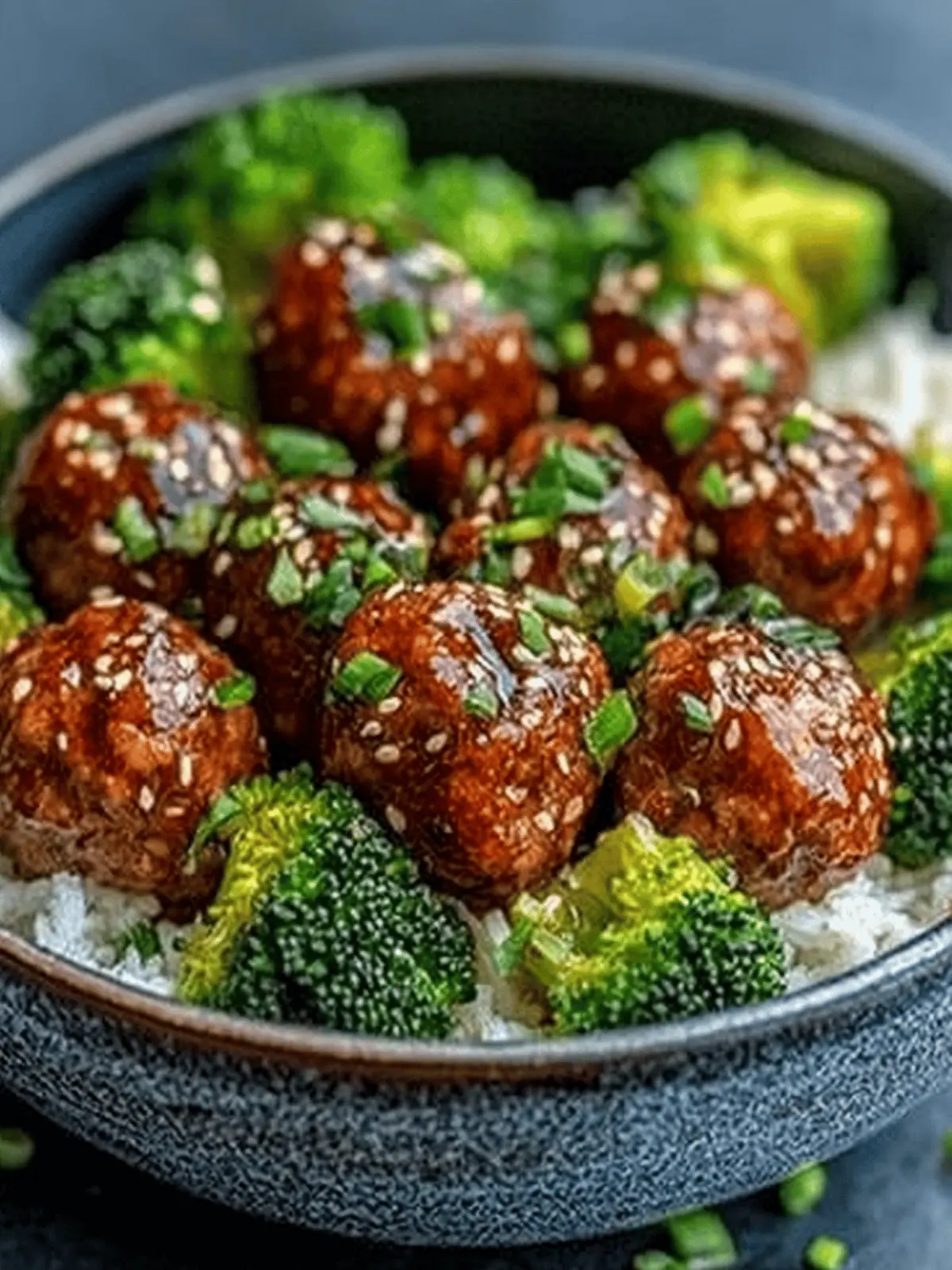 Sticky Mongolian Meatballs and Broccoli