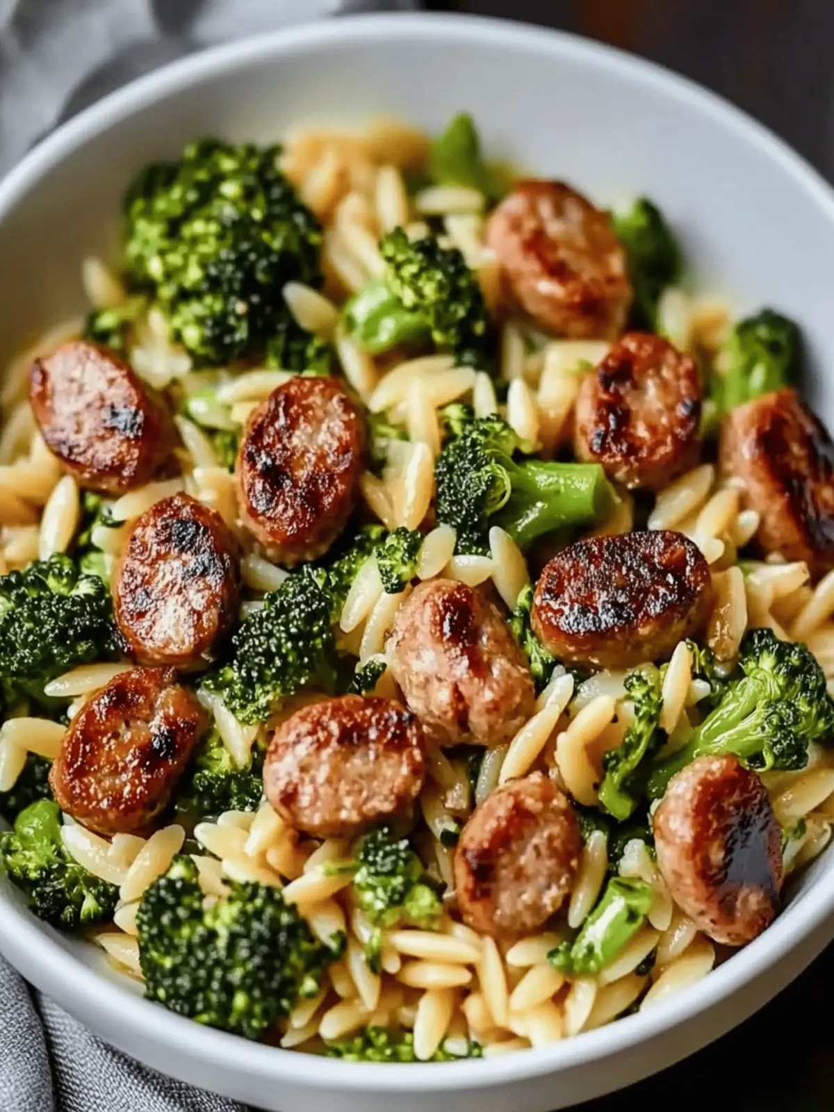 Savory Chicken Sausage and Broccoli Orzo in One Pot Joy