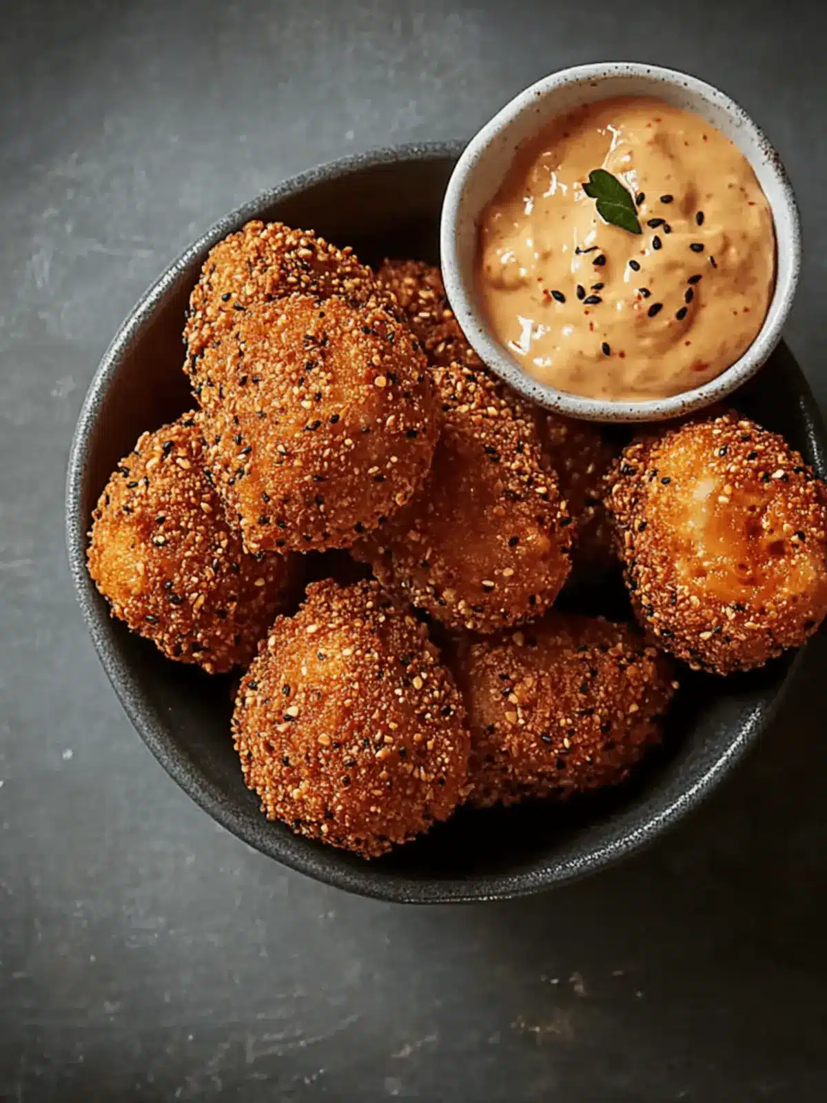Cheese and kimchi croquettes with doenjang mayonnaise