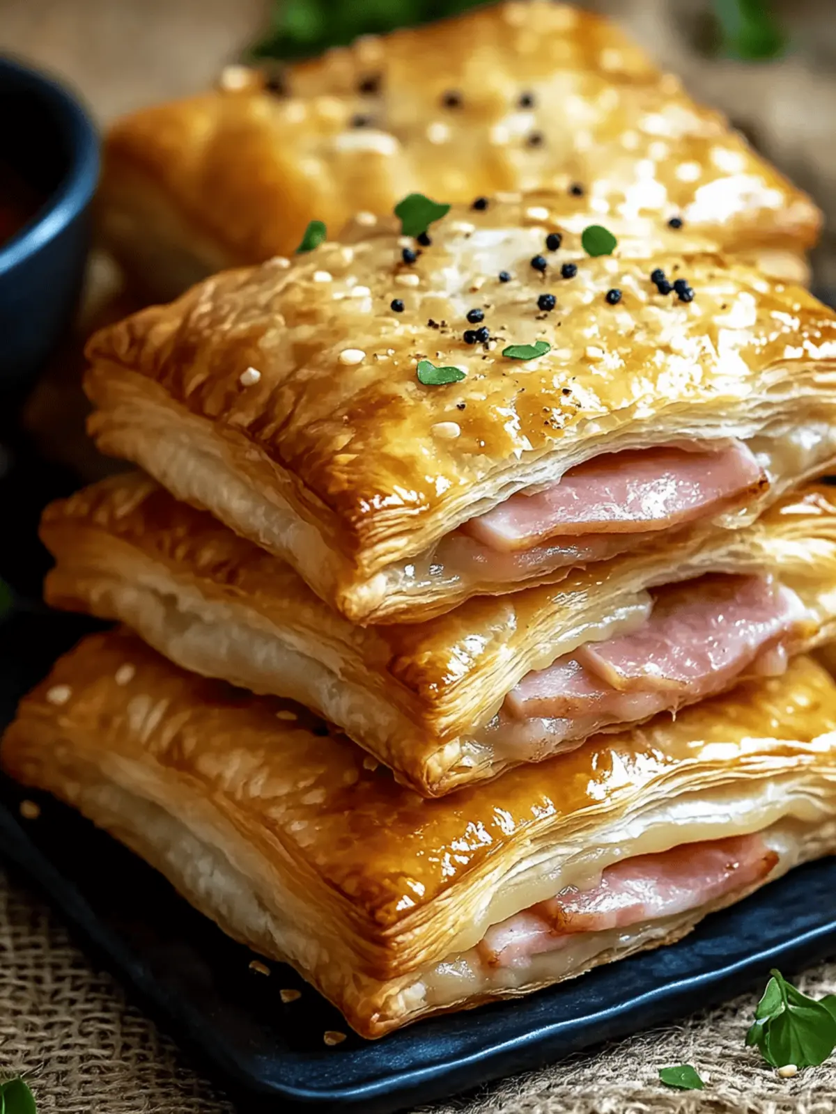 Ham and Cheese Puff Pastry Pockets