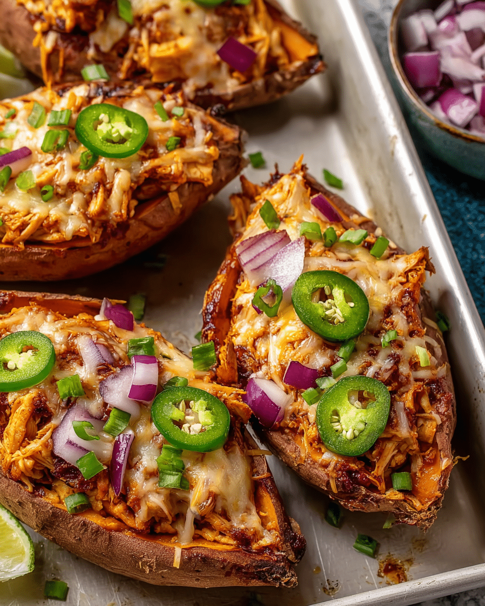 BBQ Chicken Twice-Baked Sweet Potatoes
